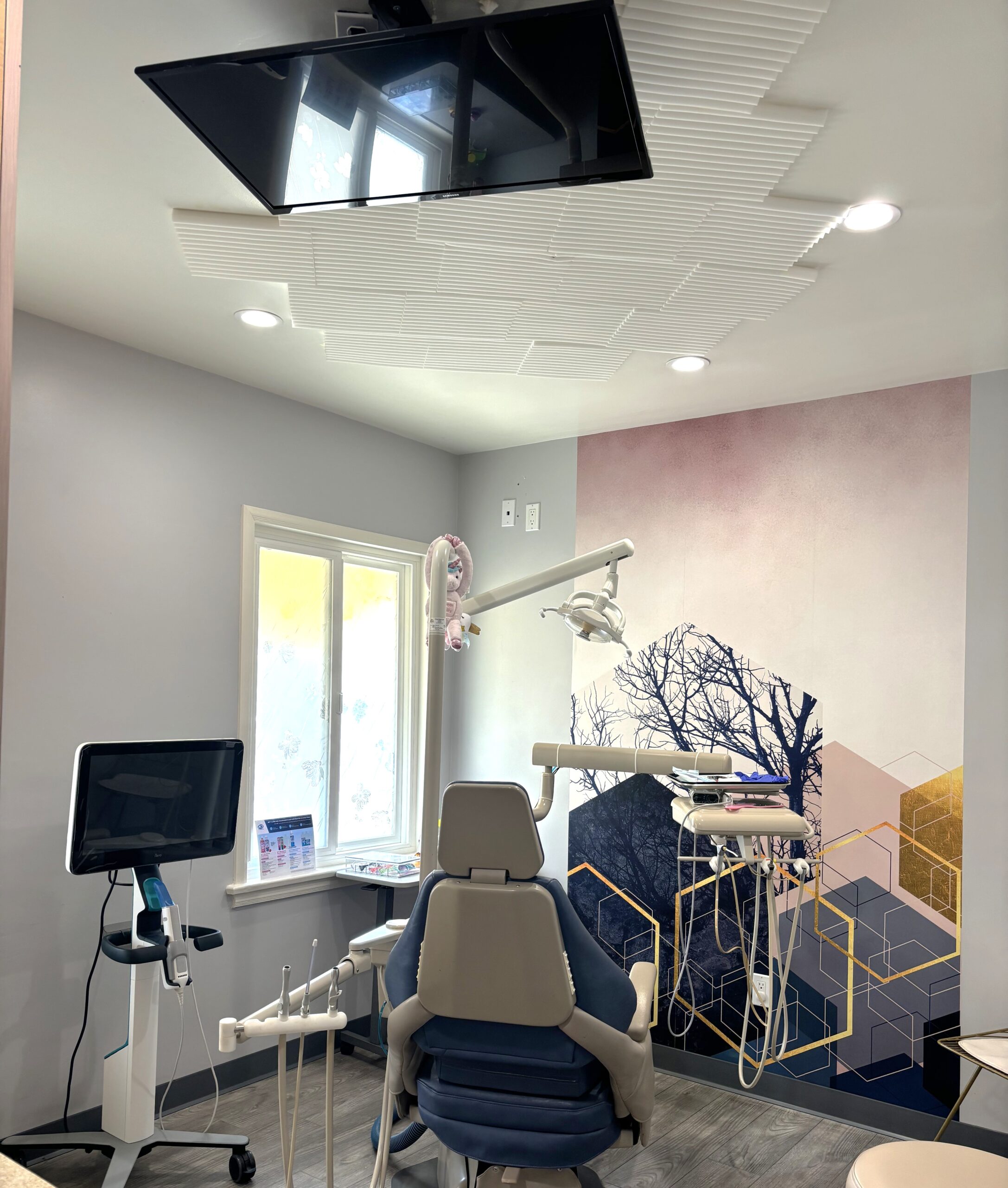 Calming dental room designed for kids, teens, and special needs patients